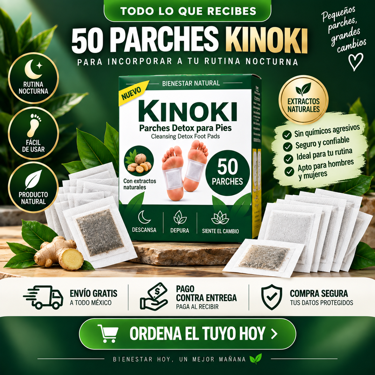 50 Parches Kinoki | Bienestar Para Tus Noches — 50% De Descuento Solo Hoy